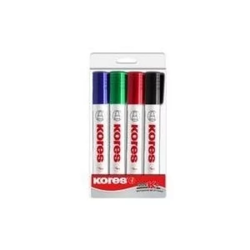 Kores K MARKER whiteboard- & flipchartmarker set, beitelpunt 3-5 mm, diverse kleuren, 4-pack M20845