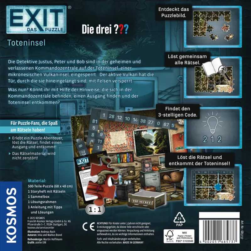 KOSMOS EXIT - De puzzel: Die drei ??? Toteninsel (500 stukjes)