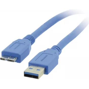 Kramer Electronics C-USB3/MICROB-3 USB 3.2 Gen 1-kabel, USB-A stekker naar Micro-USB B stekker, 0,9 m, blauw 96-02356003