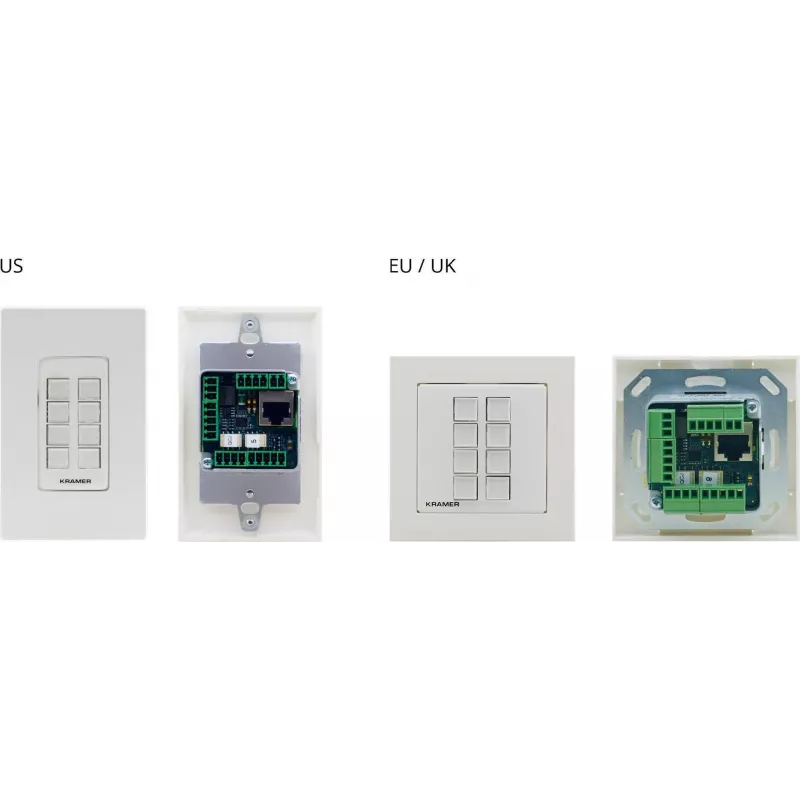 Kramer Electronics RC-208 bedraad bedieningspaneel met 8 programmeerbare toetsen, RS-232/RS-485/Ethernet, wit