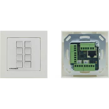 Kramer Electronics RC-208 bedraad bedieningspaneel met 8 programmeerbare toetsen, RS-232/RS-485/Ethernet, wit