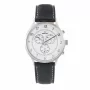 KRONOS heren quartz analoog horloge 40mm RVS behuizing zwarte leren band 783.35.19