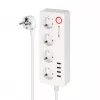 Kruger&Matz Connect P6 slimme stekkerdoos met 4 Schuko-stopcontacten en 4 USB-aansluitingen, Tuya Wi-Fi, wit