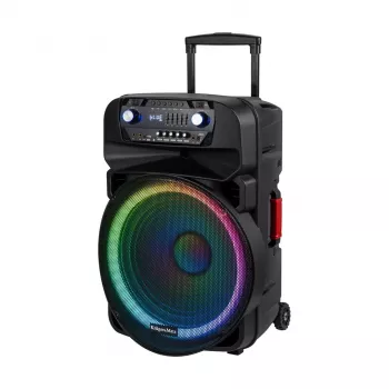 KRUGER & MATZ KM1718 60W draagbaar actief PA-luidsprekersysteem met twee UHF-draadloze microfoons, Bluetooth, USB, SD, FM, LED-effecten