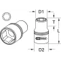 KS TOOLS 1 inch aandrijving 38mm korte zeskant-dopsleutel, 6-kant, chroom-vanadium, DIN 3124 911.1038