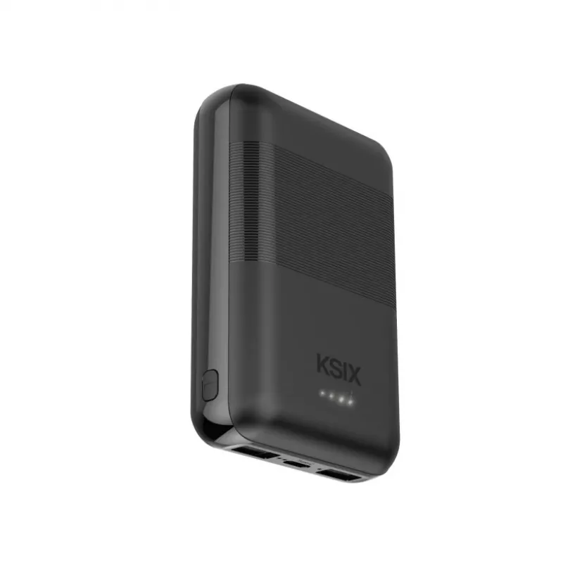 KSIX Powerbank Mini 10000mAh 10W met kabel USB-A USB-C zwart