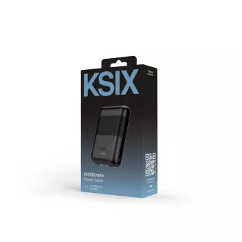 KSIX Powerbank Mini 10000mAh 10W met kabel USB-A USB-C zwart