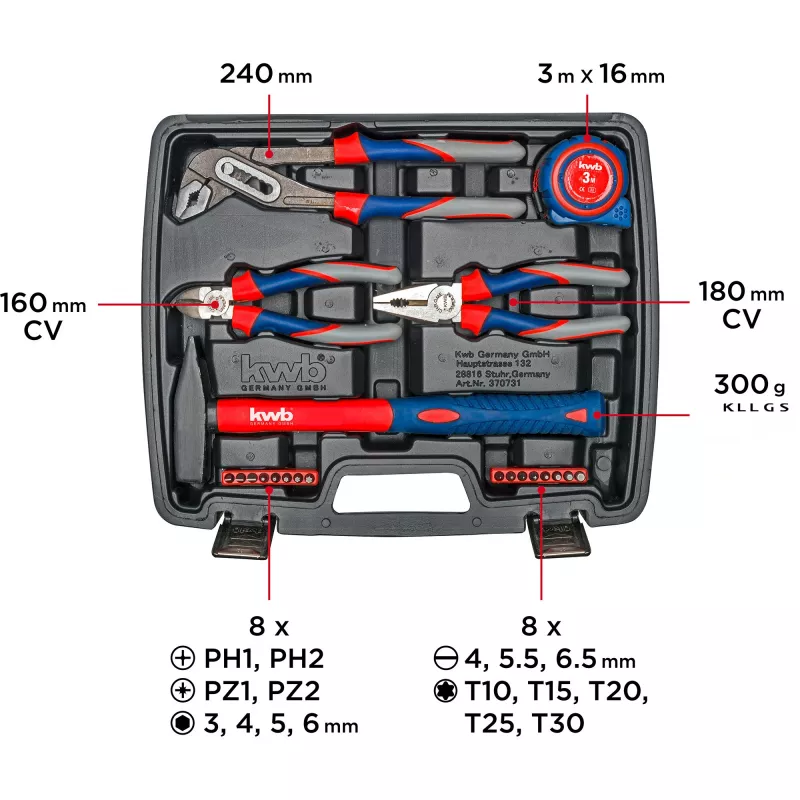 KWB 370733 42-delige DIY-gereedschapset in koffer (29x34x7 cm)