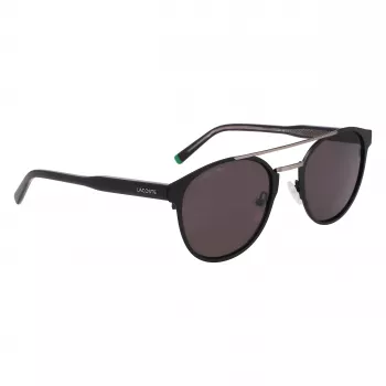 Lacoste L263S-2 heren rechthoekige zonnebril - zwart montuur, grijze glazen, 53 mm
