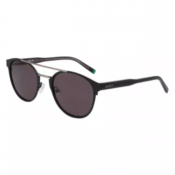 Lacoste L263S-2 heren rechthoekige zonnebril - zwart montuur, grijze glazen, 53 mm