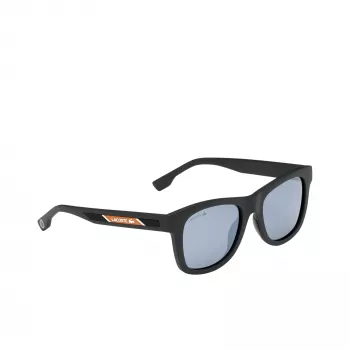 Lacoste L3651SRG-001 unisex zonnebril - zwart acetaat montuur, grijze polycarbonaatglazen, 48 mm glasbreedte