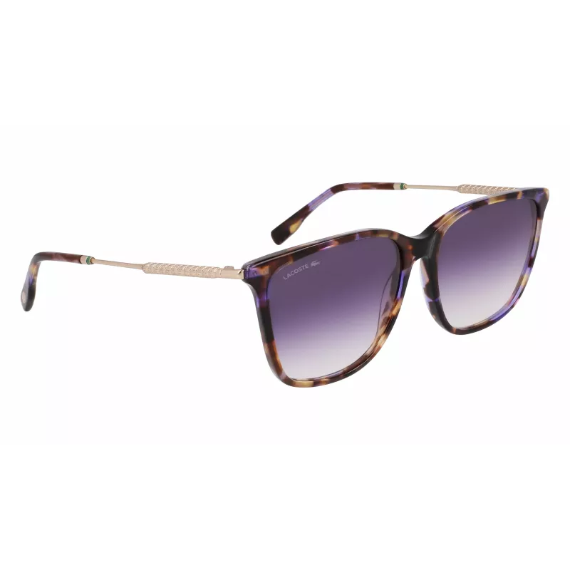 Lacoste L6016S-219 dames zonnebril Havana bruin vierkant acetaat