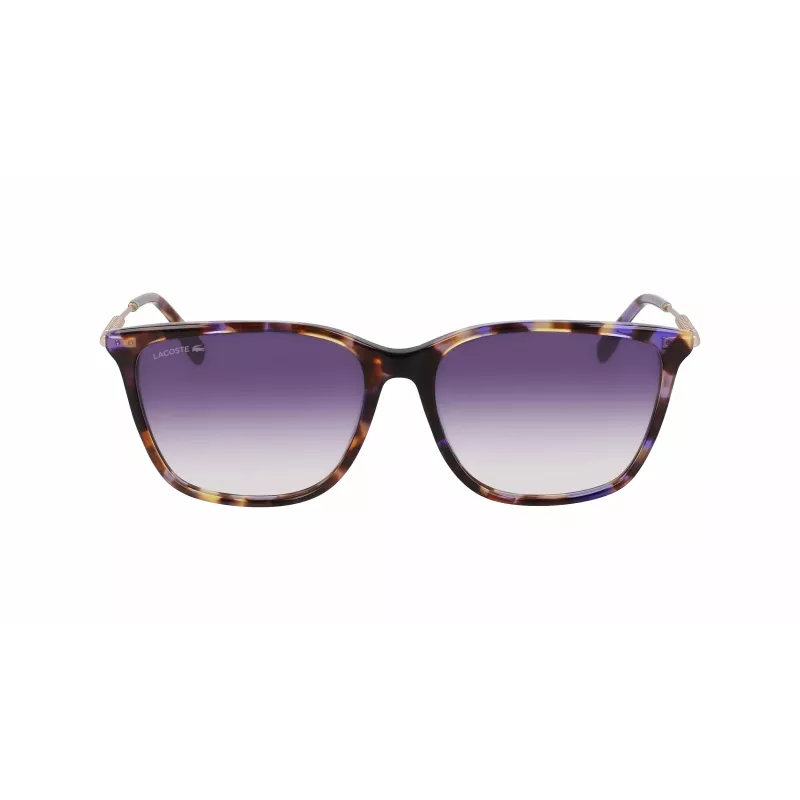 Lacoste L6016S-219 dames zonnebril Havana bruin vierkant acetaat