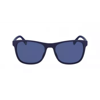 Lacoste L6031S-424 heren rechthoekige zonnebril - blauw montuur, grijze glazen, UV400