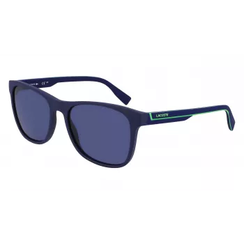Lacoste L6031S-424 heren rechthoekige zonnebril - blauw montuur, grijze glazen, UV400