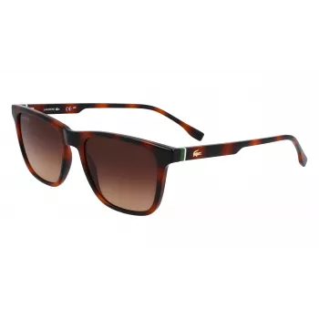 Lacoste L6041S-214 heren rechthoekige zonnebril Havana acetaat montuur bruine polycarbonaat glazen 54 mm