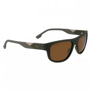 Lacoste L6042S-275 Heren rechthoekige acetaat zonnebril Havana bruin 55/17/145 mm