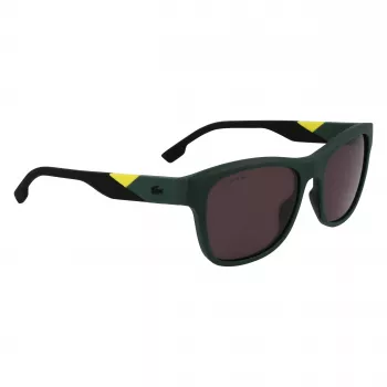Lacoste L6043S-301 heren rechthoekige zonnebril - groen montuur, grijze glazen, 56/18/145 mm