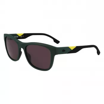 Lacoste L6043S-301 heren rechthoekige zonnebril - groen montuur, grijze glazen, 56/18/145 mm