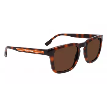 Lacoste heren rechthoekige zonnebril L951SRG-214 havana acetaat groene polycarbonaatglazen 52/22/145 mm