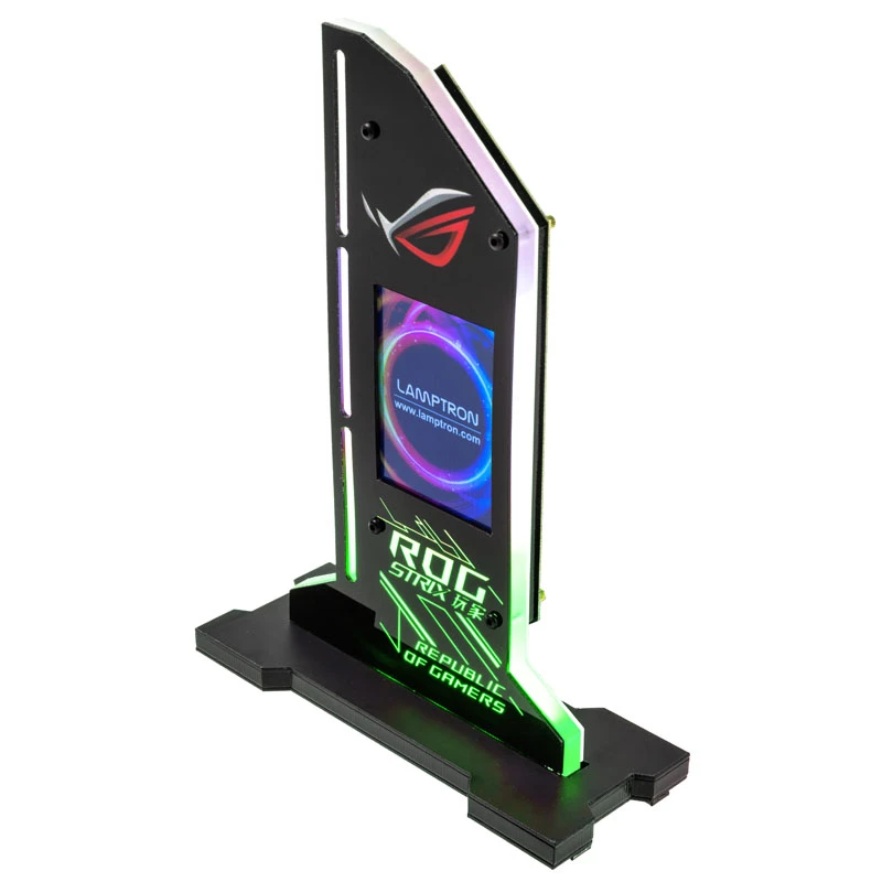 Lamptron Vertical GPU Holder met display - zwart
