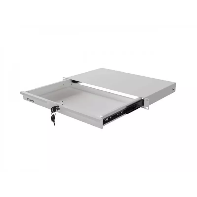 LANBERG 1U 19 inch lade uittrekbaar 270 mm diepte grijs (30 kg capaciteit)