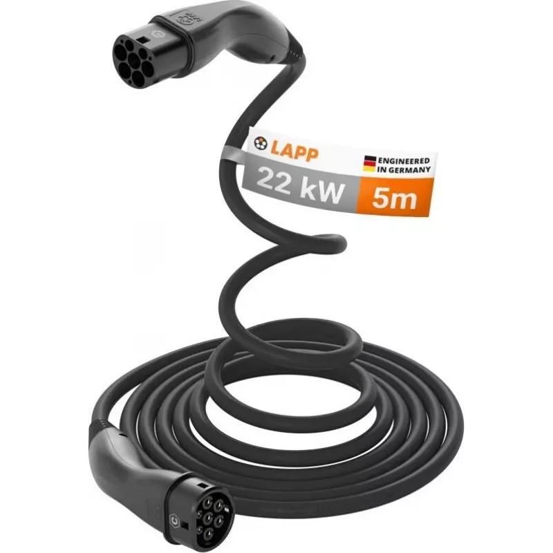 LAPP MOBILITY HELIX® Type 2 EV-oplaadkabel, 22 kW, 5 m, zwart 61795