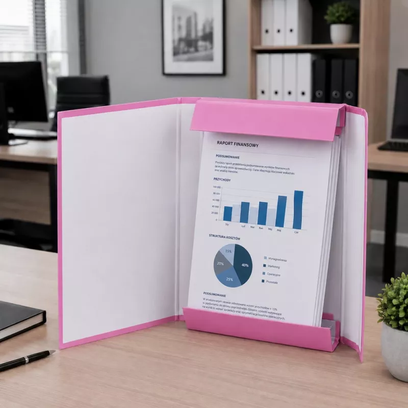 LEAN A4 documentenmap met elastiek, harde kaft, Roze, 4,5 cm rug