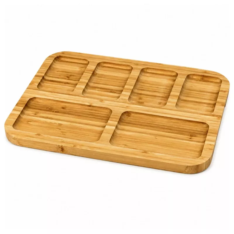 LEAN Bamboe Plank Serveerschaal met Vakken voor Dienblad 36 x 28cm