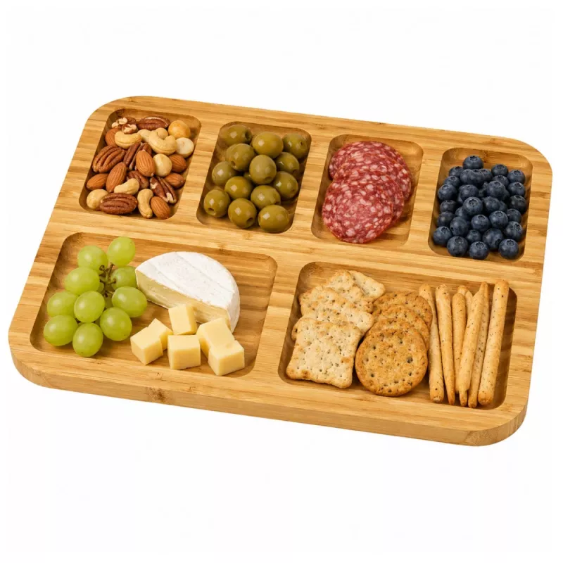 LEAN Bamboe Plank Serveerschaal met Vakken voor Dienblad 36 x 28cm