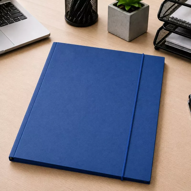LEAN kartonnen map met elastiek, gelakt, A4, 300 g/m², blauw