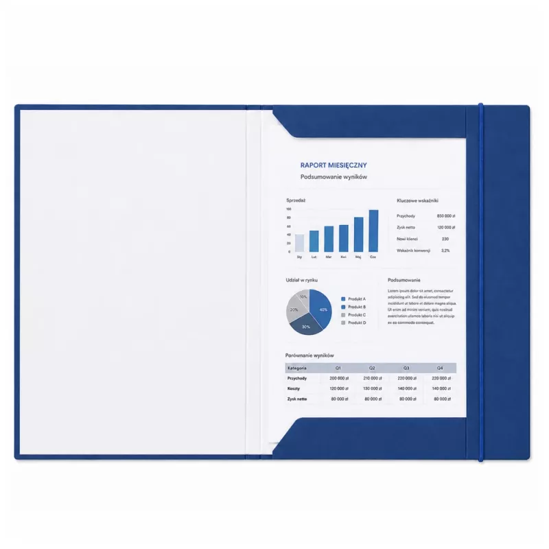 LEAN kartonnen map met elastiek, gelakt, A4, 300 g/m², blauw