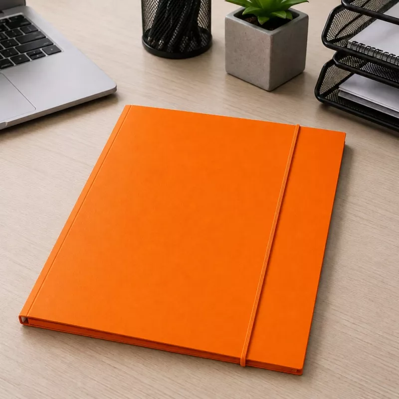 LEAN kartonnen map met elastiek, gelakt, A4, 300 g/m², oranje