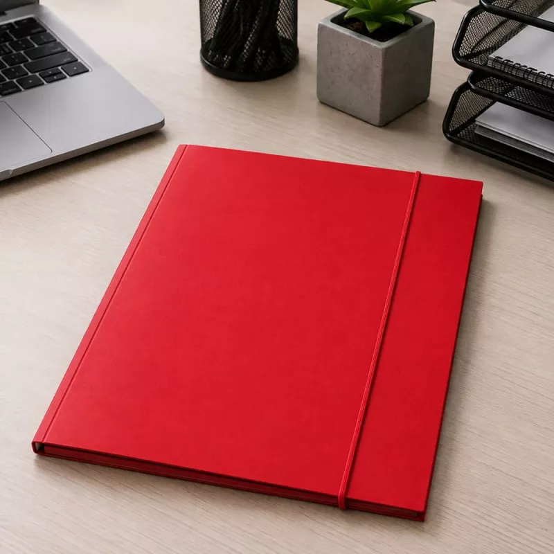 LEAN Kartonnen map met elastiek, gelakt, A4, 300 g/m², rood