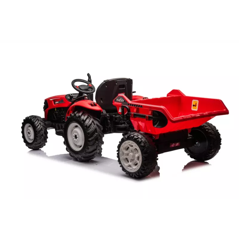 LEAN CARS 24V accu-tractor HC-306 rood met aanhanger
