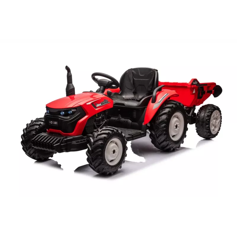 LEAN CARS 24V accu-tractor HC-306 rood met aanhanger