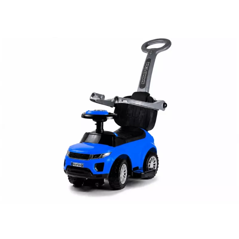 LEAN CARS 614W kinderloopauto met duwbeugel en ouderlijke stuurinrichting - blauw