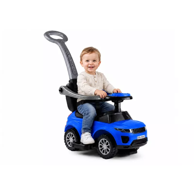 LEAN CARS 614W kinderloopauto met duwbeugel en ouderlijke stuurinrichting - blauw
