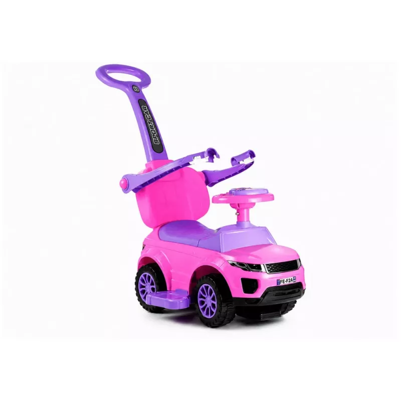 LEAN CARS 614W peuter loopauto met duwstang ouderlijk - roze