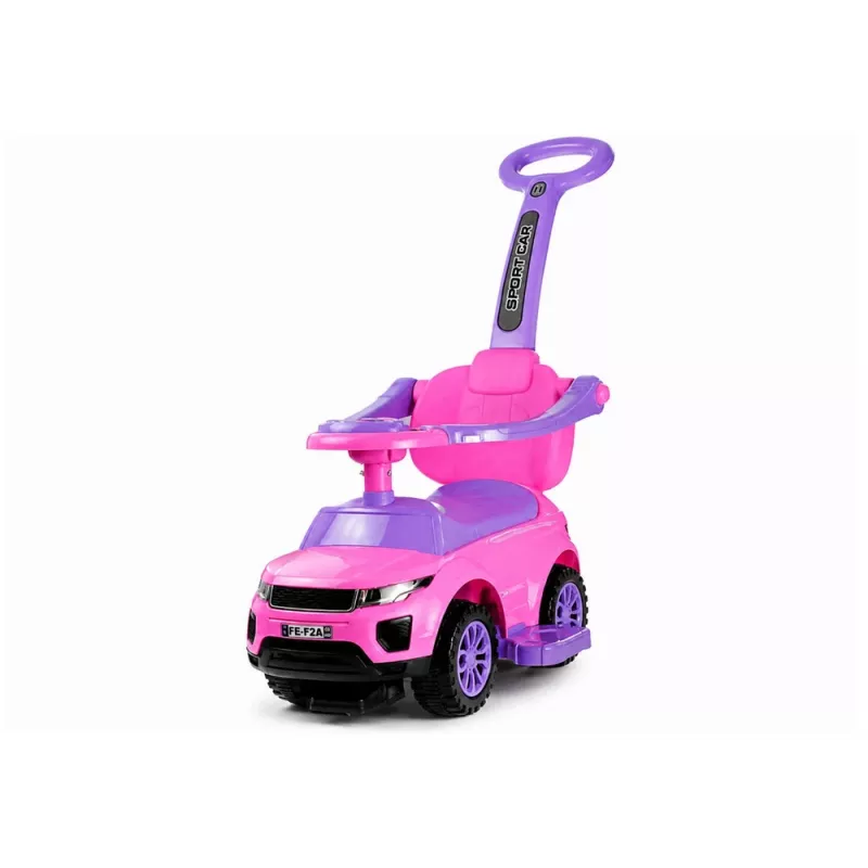 LEAN CARS 614W peuter loopauto met duwstang ouderlijk - roze