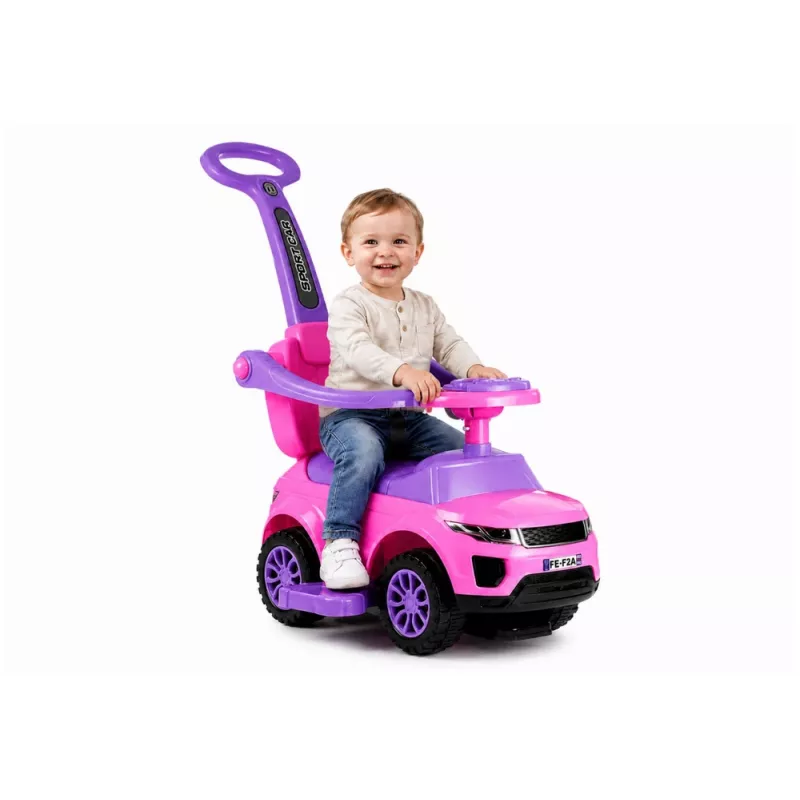 LEAN CARS 614W peuter loopauto met duwstang ouderlijk - roze