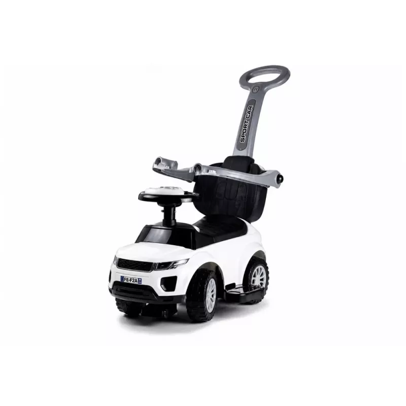 LEAN CARS 614W peuter loopauto met duwstang ouderlijk - wit