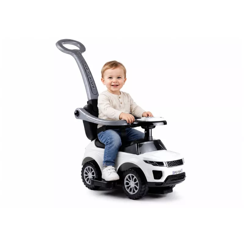 LEAN CARS 614W peuter loopauto met duwstang ouderlijk - wit