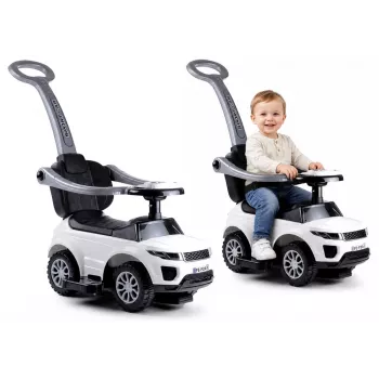 LEAN CARS 614W peuter loopauto met duwstang ouderlijk - wit