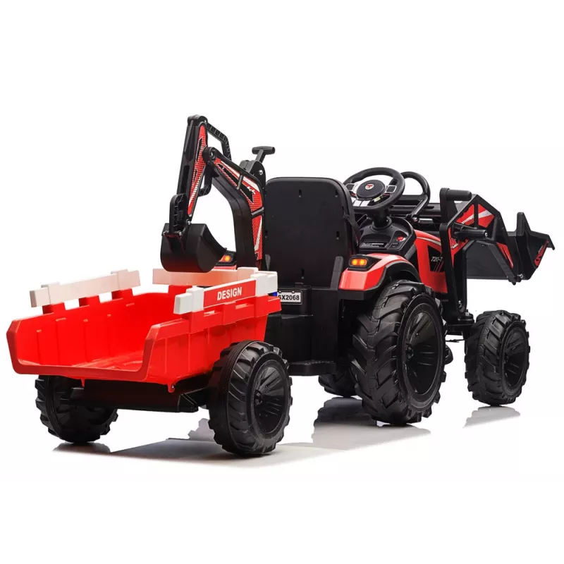 LEAN CARS accu-aangedreven graafmachine met aanhanger SX2068 rood