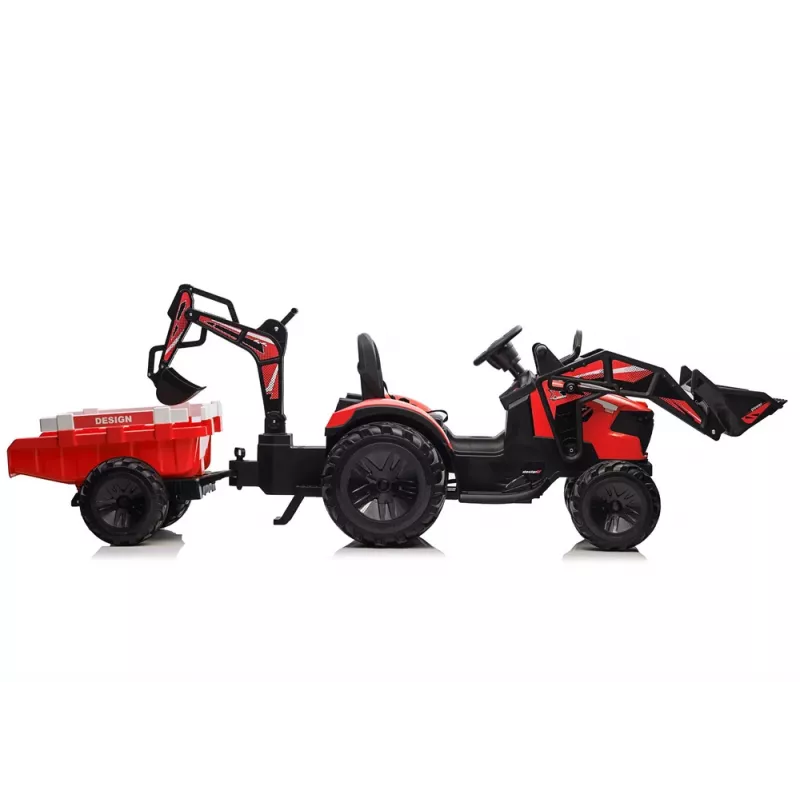 LEAN CARS accu-aangedreven graafmachine met aanhanger SX2068 rood