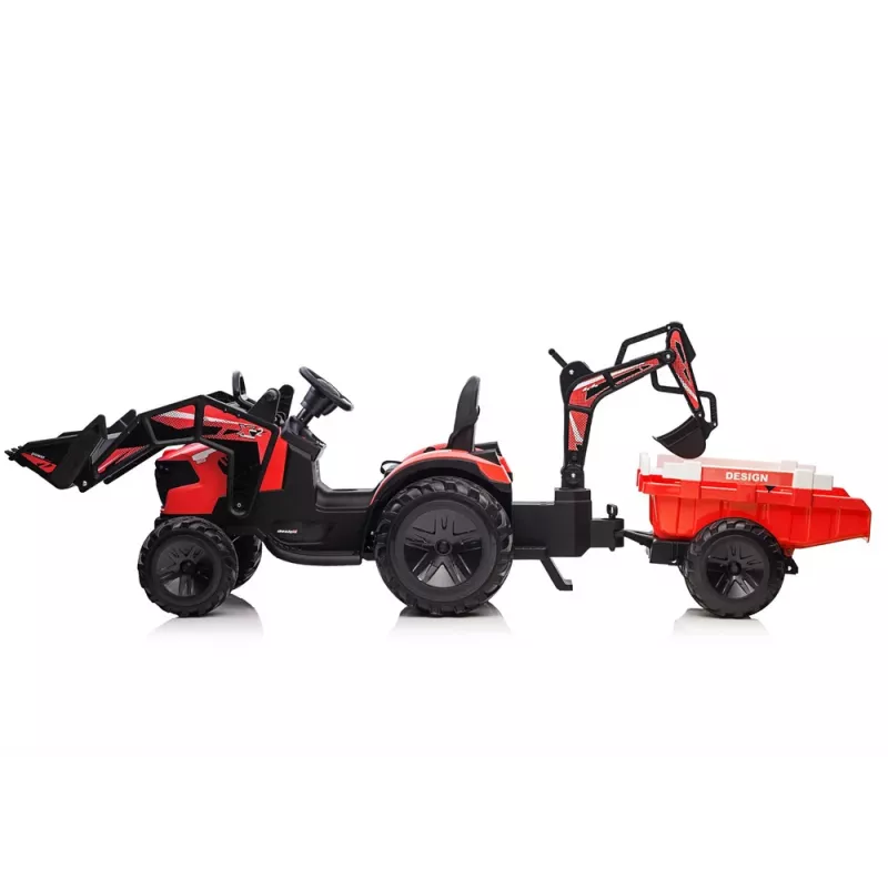 LEAN CARS accu-aangedreven graafmachine met aanhanger SX2068 rood