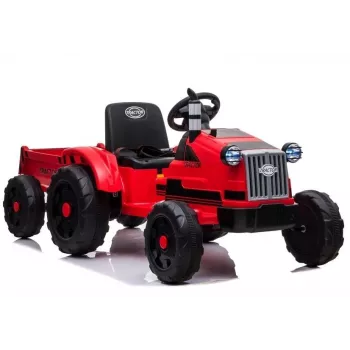 LEAN CARS Elektrische traptractor CH9959 Rood met aanhanger, LED-verlichting, afstandsbediening, radio