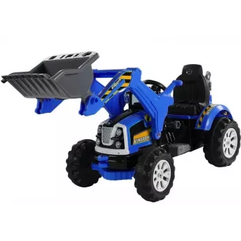 LEAN CARS Elektrische rijtractor met schepgraafmachine Blauw