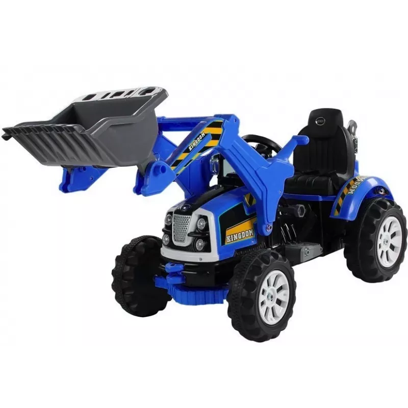 LEAN CARS Elektrische rijtractor met schepgraafmachine Blauw